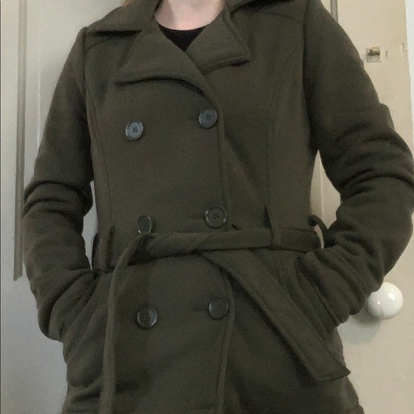 Army green button jacket with pockets - Picture 1 of 3
